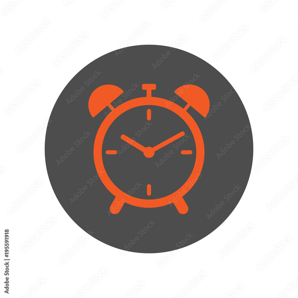 Sticker Retro alarm clock icon. Vector.