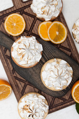 Fototapeta na wymiar Lemon tart with Italian meringue