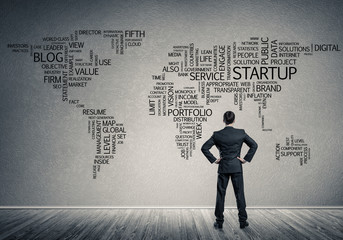 Concept of globalization and networking with business map of bus