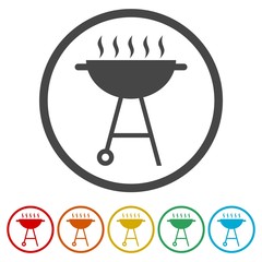 BBQ, Grill Or Barbecue icon, 6 Colors Included