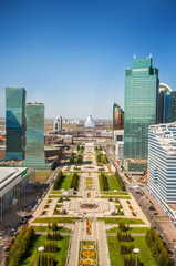 Government district and central walk park zone in Astana, Kazakhstan view from observation tower - Bayterek