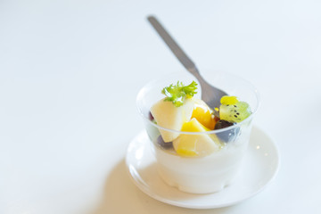 Dessert for healthy, Tofu and Fruit salad.