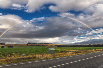 Rainbow bridge in rural area in Otago, New Zealand