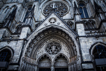 Cathedral of Saint John the Divine gothic facade in New York.