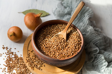 buckwheat groats in earthenware