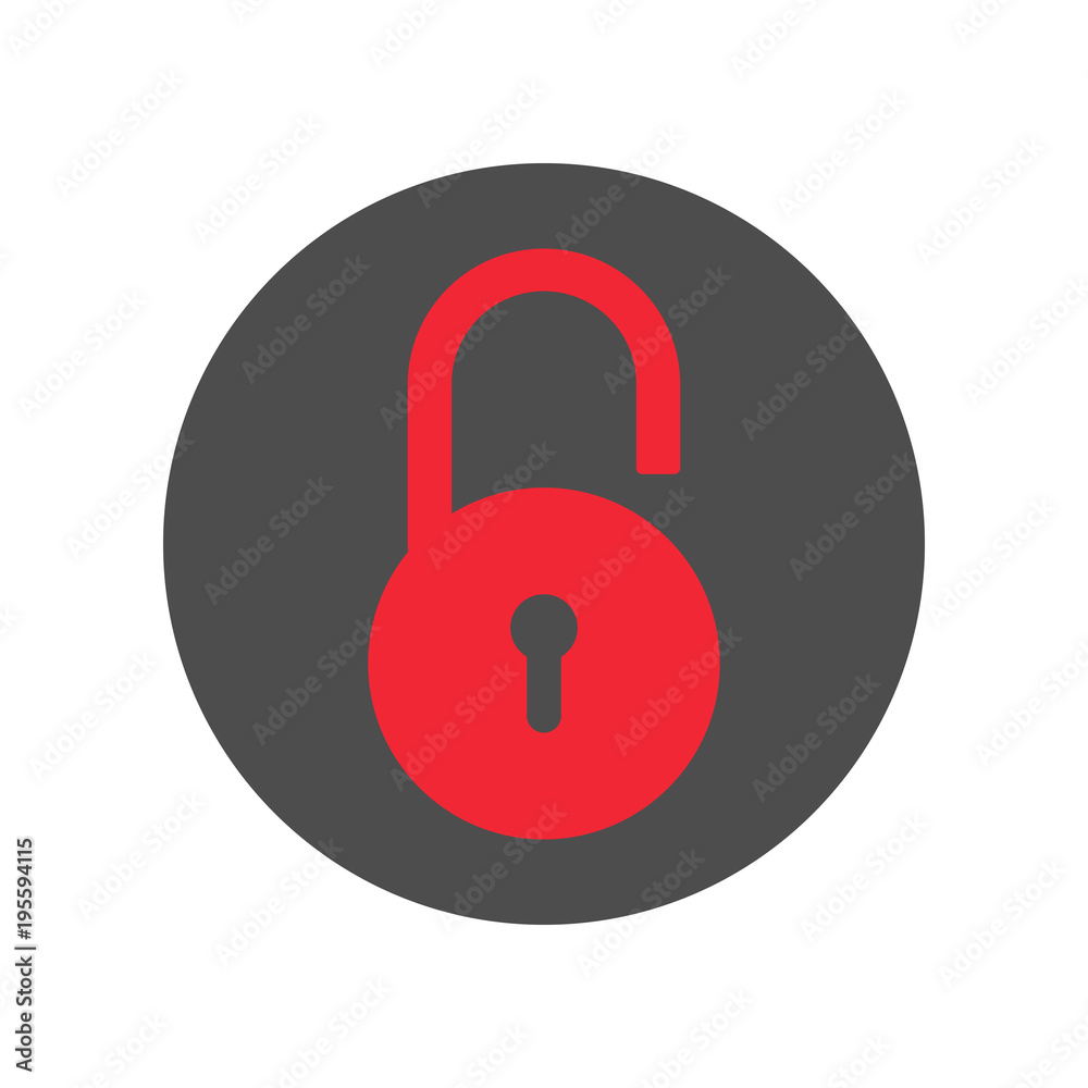 Poster Round open padlock icon. Vector.