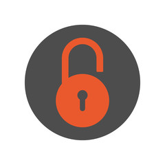 Round open padlock icon. Vector.