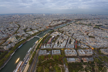 wide view of Paris city at evening