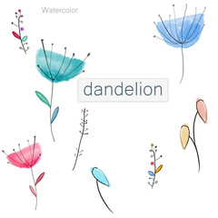 Watercolor abstract dandelion
