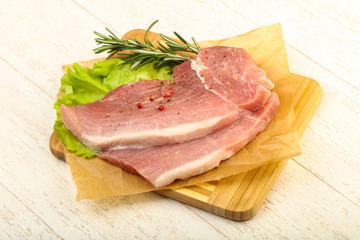 Raw pork steak