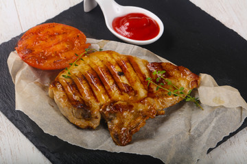 Grilled pork steak