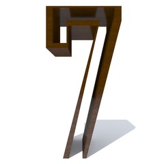 Conceptual wood or wooden brown font or type, timber or lumber industry piece isolated on white background. Educative hadwood material, smooth surface mahogany handmade sculpted 3D illustration object