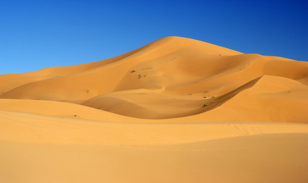 Serene view of dunes in Sahara desert, Morocco
