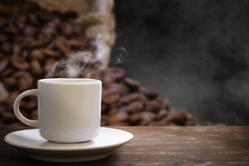 offee cup and coffee beans