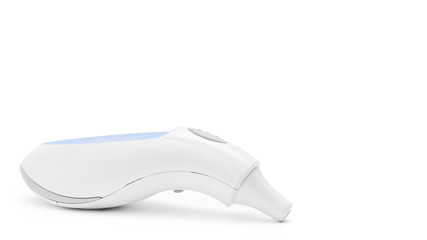 medical ear thermometer isolated on white background. copy space, template.