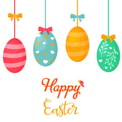 Holiday bright design with cute Easter eggs