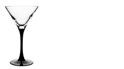 Empty martini glass isolated on white background. copy space, template