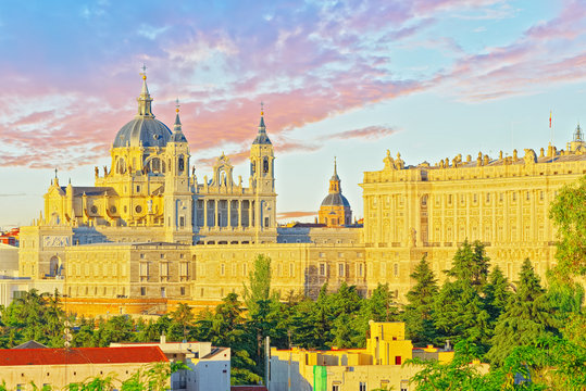 Panorama view on Royal Palace (Palacio Real) in the capital of S