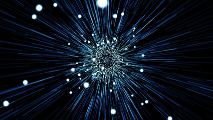 Space lines tunnel, abstract scene of flight in space