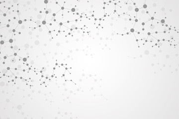 Obraz premium Structure molecule and communication. Dna, atom, neurons. Scientific concept for your design. Connected lines with dots. Medical, technology, chemistry, science background. illustration.