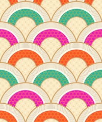Seamless Japanese Style Scallop Wave Pattern