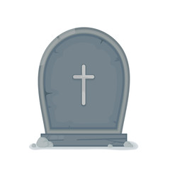 Obraz premium Old gravestone with cracks. Vector flat 