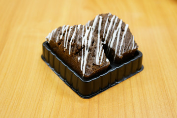 Chocolate Cake on a Wooden Table