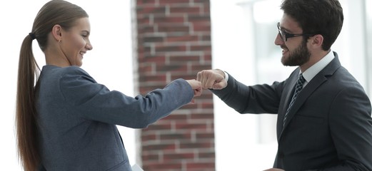 members of the business team show your success