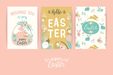 Happy Easter. Vector templates for card, poster, flyer and other users.