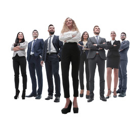Fototapeta premium happy successful business team isolated on white background