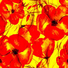 Watercolor Seamless Floral Pattern. Trendy Floral Background for Textile Print, Invitation Background, Wallpaper design, Fabric Print, Wedding Card. Hand Drawn Watercolor Illustration.