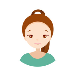 Woman's emotions -tired. Vector illustrations with cute cartoon girl