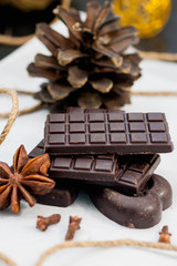 Black and milk chocolate with decor