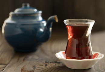 turkish tea with authentic glass cup