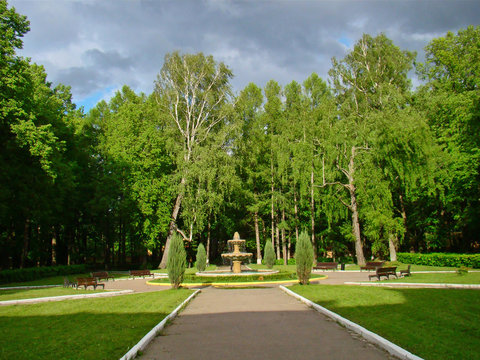 Fountain in the spring park