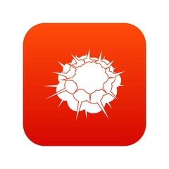 Atomic explosion icon digital red