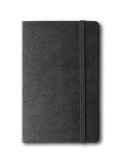 black closed notebook isolated on white