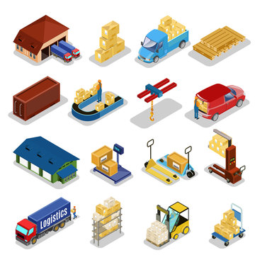 Isometric Warehouse Icons Collection