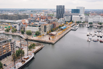 aerial view of the Harbor of Antwerp from the roof terrace of the MAS Museum