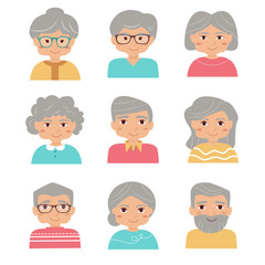 Old people set. Vector isolated illustration