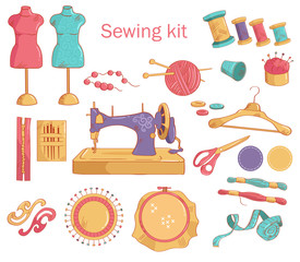 Sewing kit. Vector