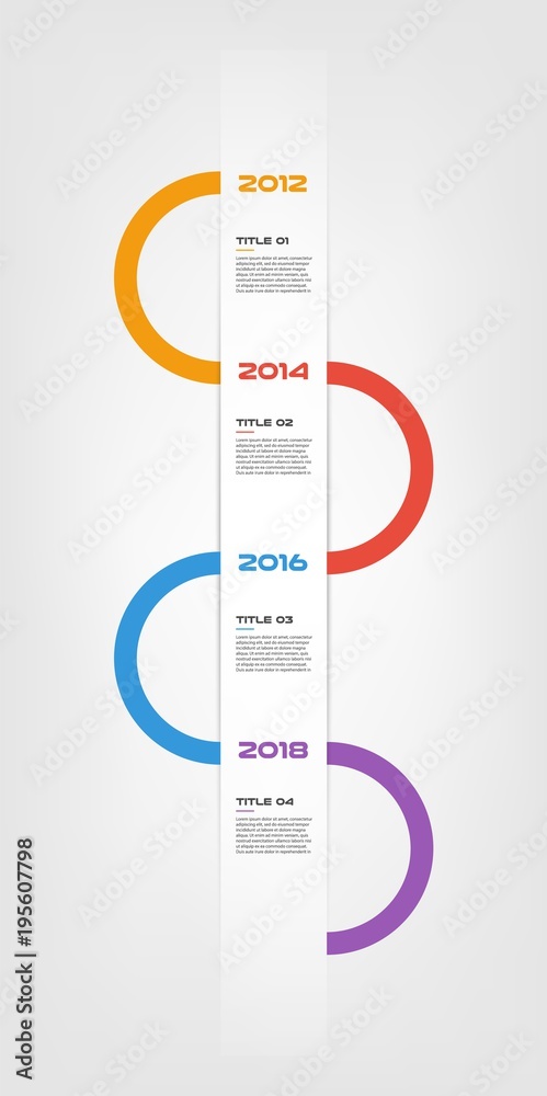Poster vertical years steps timeline infographics - can illustrate a strategy, workflow or team work, vecto