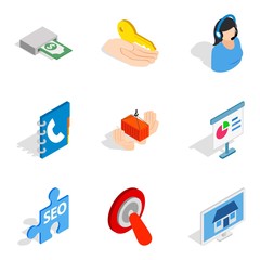 Work idea icons set, isometric style