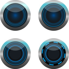 Neon blue round play button