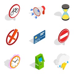 Car horn icons set, isometric style