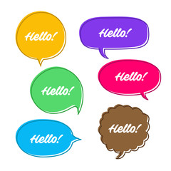 Trendy speech bubbles set in flat design with messages vector illustration
