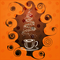 Coffe tree christmas and new Year holidays vector illustration