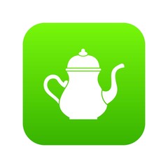 Traditional Turkish teapot icon digital green