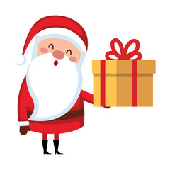cute santa claus with gift comic character