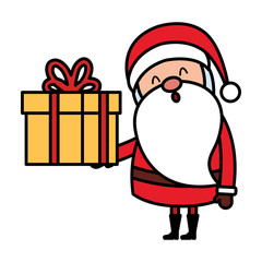 cute santa claus with gift comic character